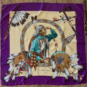 Vintage Ralph Lauren 1990 Sioux Indian Scarf, ~ 34" x 34"